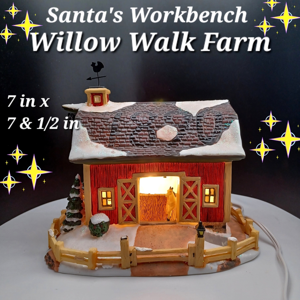 Vintage Santa’s Workbench Willow Walk Farm Victorian Series Lighted House